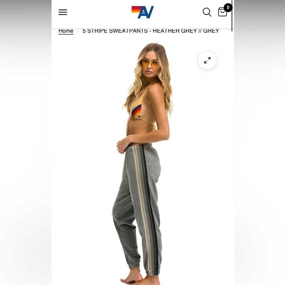 Aviator Nation Gray Sweatpants with Neutral Stripes